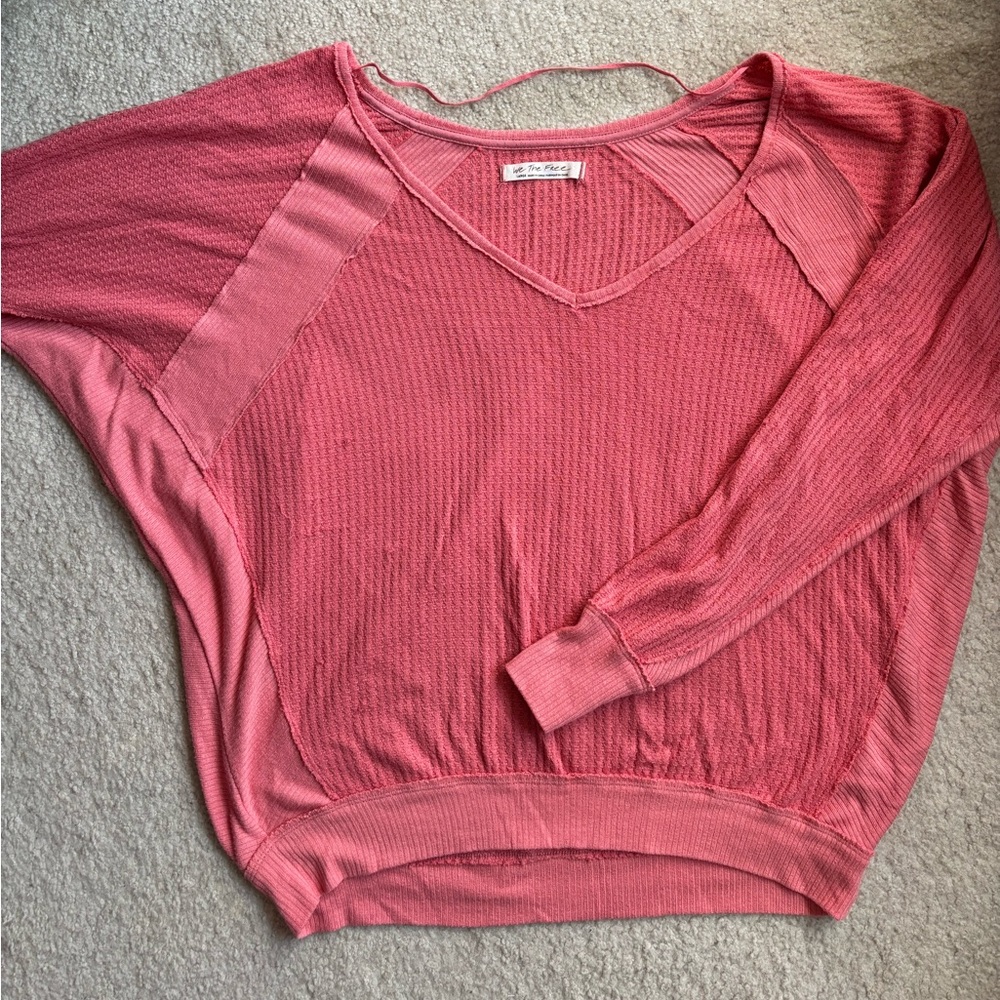 Free People L long sleeve waffle shirt